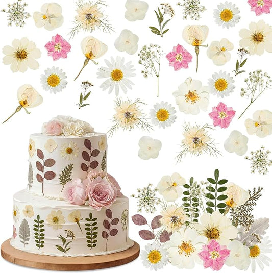 96 Pcs Natural Dried Pressed Flowers for Cake Topper Decorating Cupcake Toppers Cocktails Resin Jewelry Candle Soap Making DIY Art Crafts