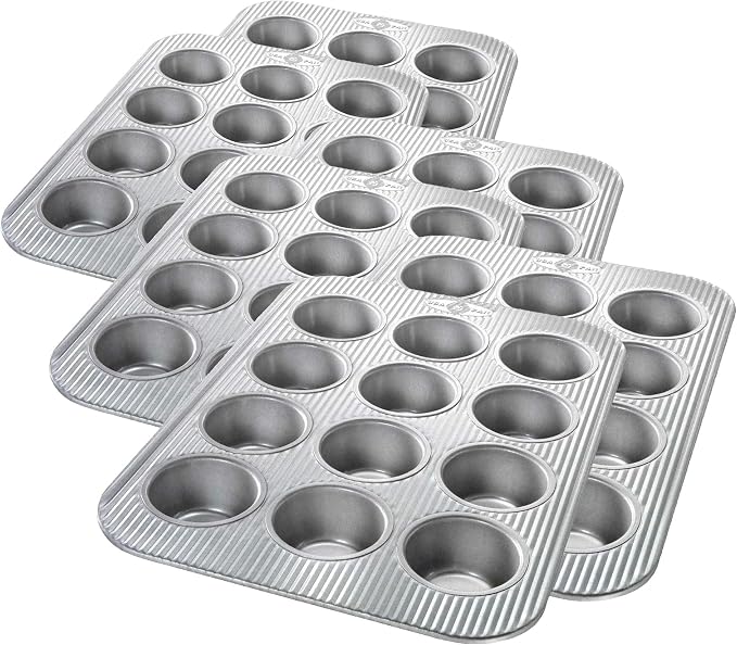 USA Pan Bakeware Muffin Pan, 12-Well, Set of 2, Aluminized Steel (Pack of 3)