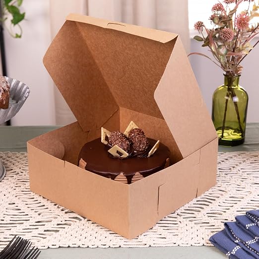 SCT Kraft One-Piece Non-Window Bakery Boxes, 10 x 10 x 4, Brown, Paper, 100/Bundle