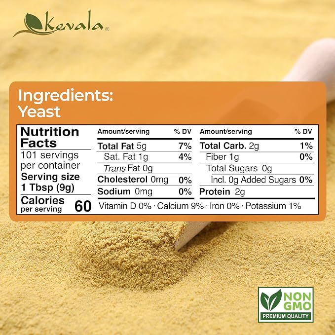 Kevala Nutritional Yeast - 1.5 lb, Unfortified Powder for Vegan Cooking | Product of USA, Premium Seasoning with a Cheesy Flavor, Dry Yeast With No Added Salt for Everyday Vegan Food Nutrition