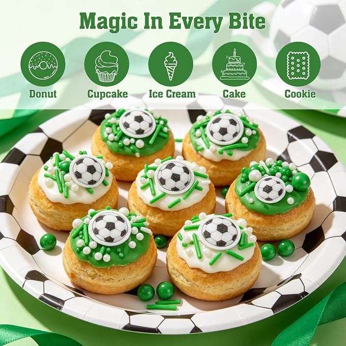 Twisweet Soccer Ball Sprinkles for Cake Decorating, Edible Sugar Pearls & Football Wafer Paper Confetti, Baking Sprinkles for Cupcake Cookie Ice Cream Cake Toppers, Match Viewing Events Celebration Birthday Party Decorations (130g/4.58oz)