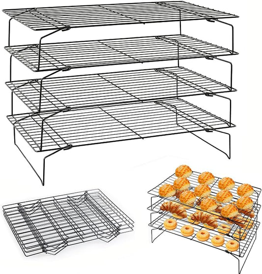 Detachable Collapsible Cooling Racks, Wire Cooling Rack Stackable Drying Rack for Bread Cookie Baking Candy Fruits (4-tier)