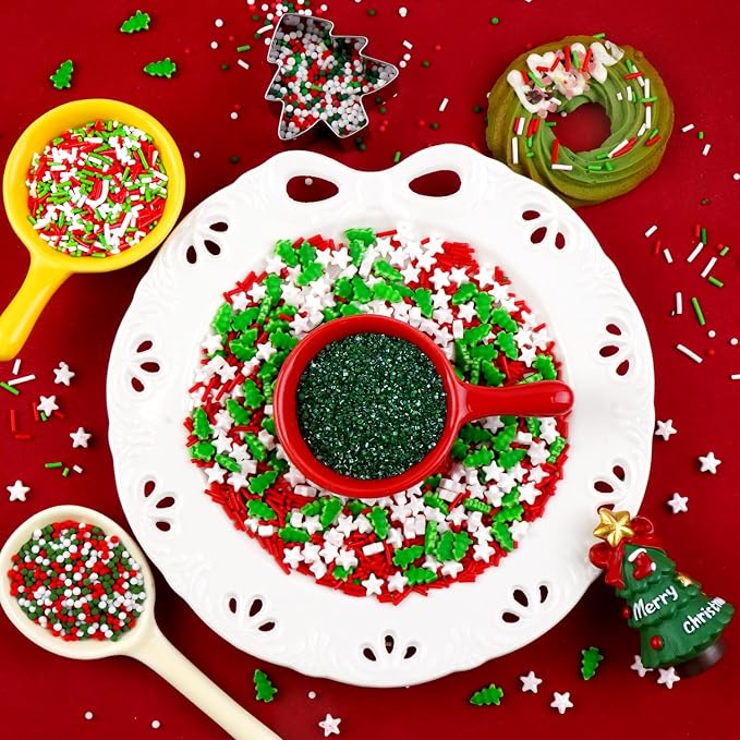 Suggozo Christmas Sprinkles, Edible Sprinkles for Cake Decorating, Christmas Cookies, Cupcakes, Cakes & Holiday Desserts, 110g/3.88oz