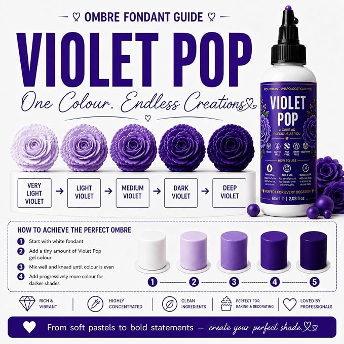 Confect Violet Pop Gel Food Coloring – Highly Pigmented Gel Based Food Color for Buttercream, Cakes, Cookies & Baking – 60mL / 2 FL OZ