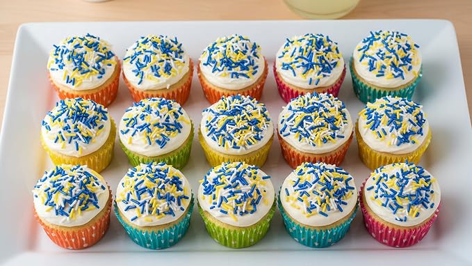NCS Dark Blue, Yellow & White Jimmies Edible Sprinkles – Cupcake, Cake & Cookie Decorations, 7 oz