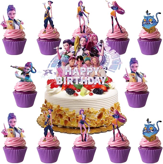 25 Pcs Cartoon Cake Decorations, Cute Happy Birthday Cake Toppers, Perfect for Theme Parties, Birthday Celebrations, and Holiday Festivities