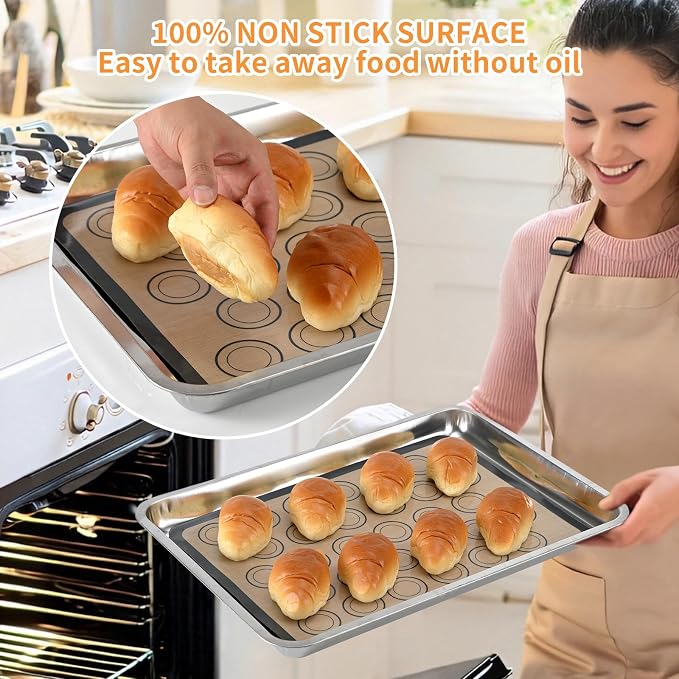 Luckyiren 2-Pack Baking Mat with Circles – Silicone Macaron & Cookie Sheet Liners, Non-Stick BPA-Free Reusable Silicone Mats for Half Sheet Pans (16.54" x 11.62"), for Precision Baking & Candy