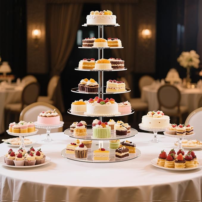 7 Tier Cupcake Stand, Round Cupcake Tower Stand, Clear Acrylic Cupcake Tier Stand, Cupcake Dessert Display Stand for Wedding Graduation Birthday