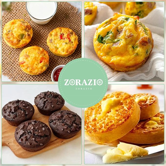 4Inch Round Silicone Mold for Baking, 2Pcs Large Silicone Muffin Top Pan Non-Stick, 6-Cavity Baking Mold for Breakfast Sandwiches Hamburger Egg Whoopie Pie (1.4Inch Deep)