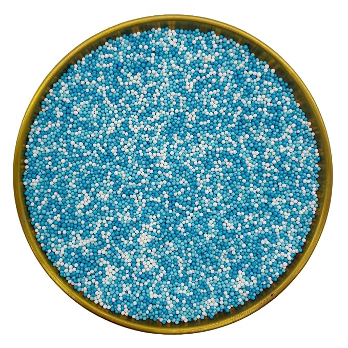 Dynastang 2mm Blue & White Pearls Sprinkles Edible Pearls Cake Decorating Stars Cake Decorations Cupcake Toppers Cookie Decorating Perfect for Cakes, Cupcakes, Desserts Toppings 3OZ