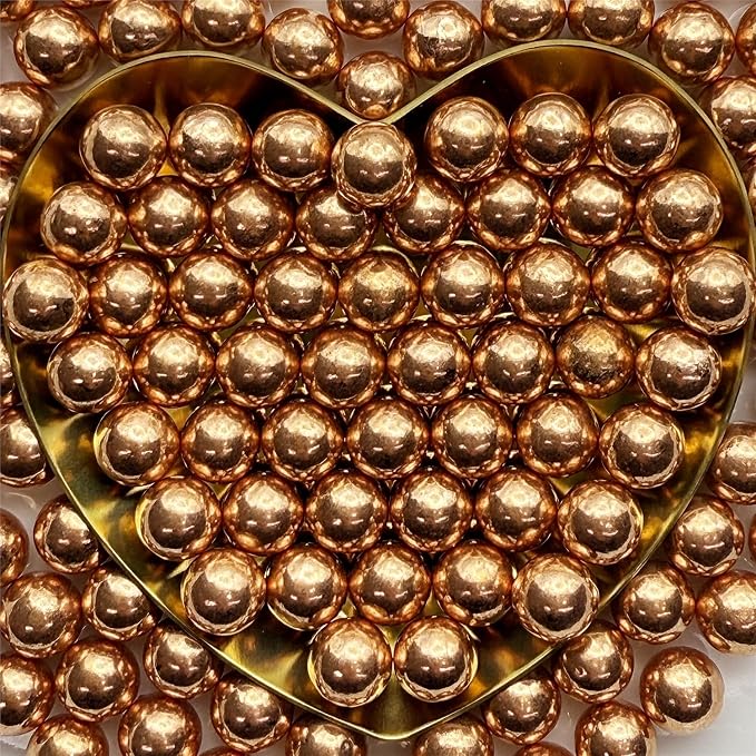 CandiJumpin 10mm Large Rose Gold Edible Pearls, Rose Gold Pearl Sprinkles for Cake Decorating Large Sugar Pearls Edible Cake Decorations Pearl Sugar Sprinkles Cupcake Toppers Baby Shower Party Birthday Wedding Christmas Supplies 3 OZ
