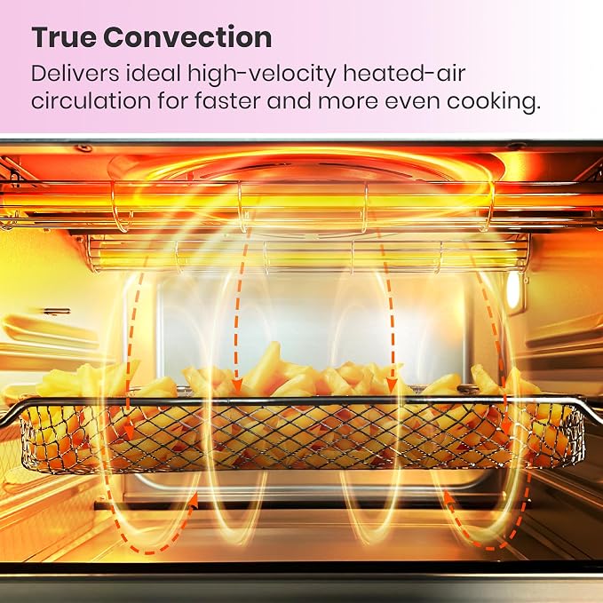VAL CUCINA Retro 26.3 QT Infrared Heating Air Fryer Toaster Oven, Extra Large Countertop Convection Oven 10-in-1 Combo, 6-Slice Toast, Enamel Baking Pan Easy Clean with Recipe Book