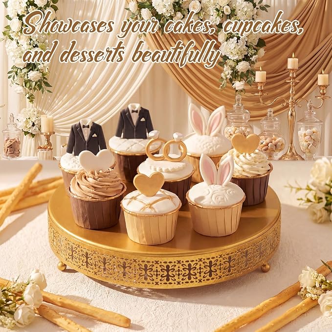 Wenqik Wenqik 5 Pcs Metal Gold Cake Stand 16/14/12/10/8 Inch Round Cake Holder Display for Dessert Table Cookies Fruit Serving Tray Cupcake Pastry Riser for Wedding Birthday Party and Events