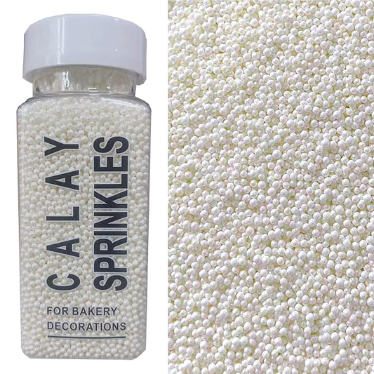 PhilaeEC White Nonpareils Sprinkle 2mm Mini Peals Sprinkle Edible for Cake Decoration Cupcake Topper Cookie Baking Decorations Halloween Christmas Valentine Supplies