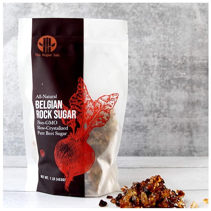 Belgian Rock Sugar - 2 Pounds - Natural REAL Beet Sugar - Brown Rock Sugar - Teavana Style Tea Sugar - Perfect Sugar Cube or Cane Sugar Replacement - Natural Belgian Amber Sugar for Tea By The Sugar Lab
