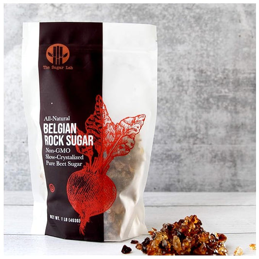 Belgian Rock Sugar - 2 Pounds - Natural REAL Beet Sugar - Brown Rock Sugar - Teavana Style Tea Sugar - Perfect Sugar Cube or Cane Sugar Replacement - Natural Belgian Amber Sugar for Tea By The Sugar Lab