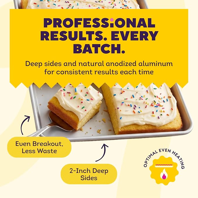 Wilton 11 x 15 Inch Aluminum Baking Sheet Pan, 2-Inch Deep Cake Pan, Even Heating, Rust-Resistant, Professional Quality, Packaging May Vary