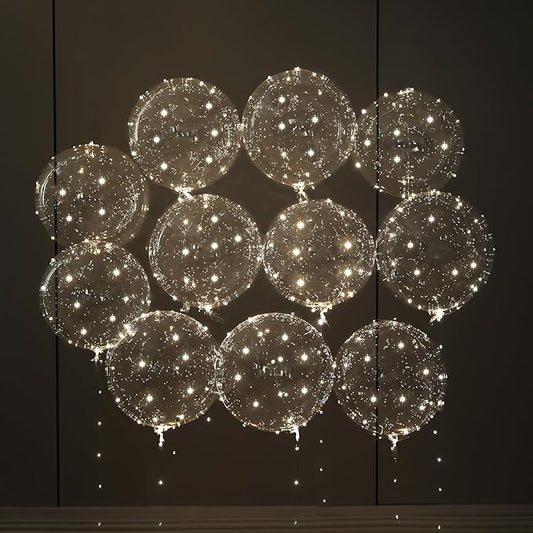 LED Light Up Balloons 20 Pack – 22" Clear Bobo Balloons with 10ft Warm White LED String Lights, 3 Light Modes, Batteries Included – Perfect for Parties, Birthdays, Weddings & Events