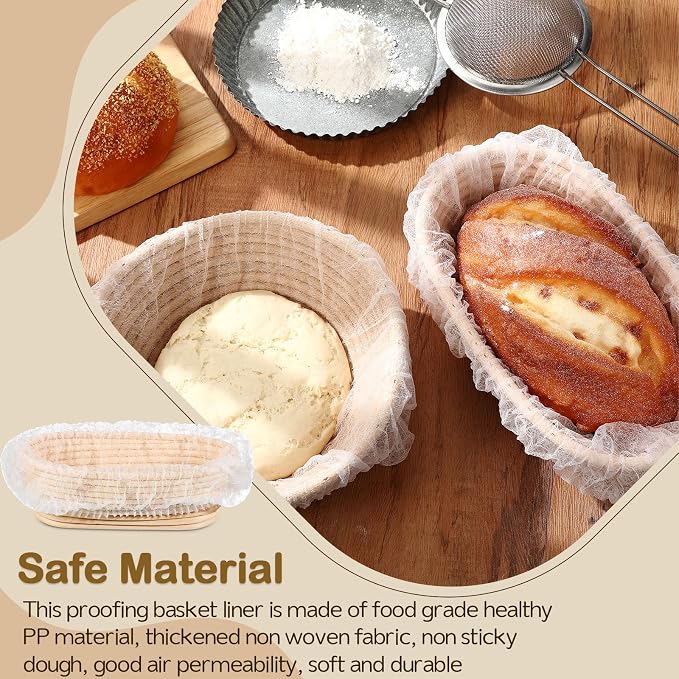 Fanfanwin 400 Pcs Banneton Liner Bread Proofing Basket Covers Non Woven Liner Non Stick Dough Bowl Covers for Bread Proofing Disposable for Rising Sourdough Supplies