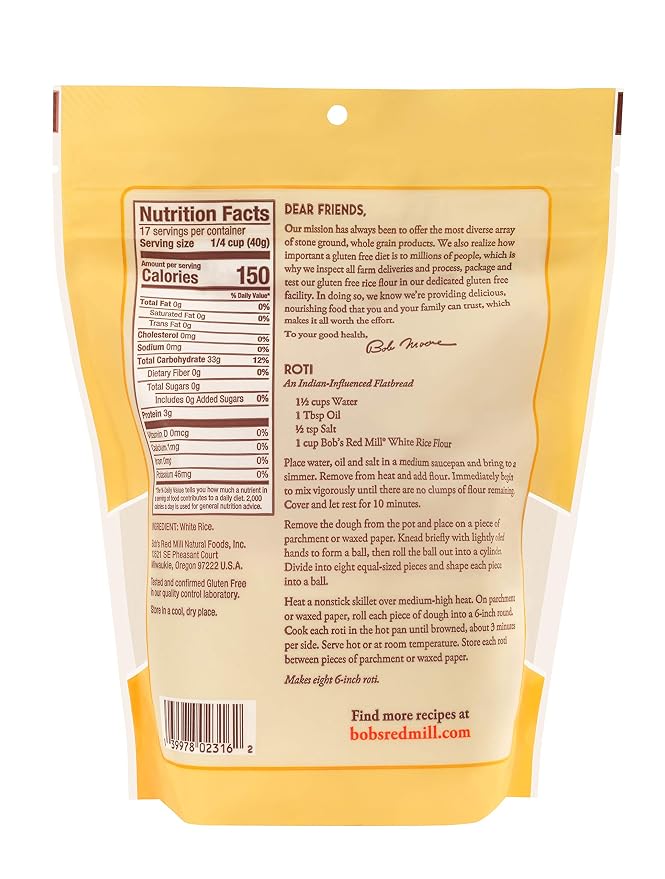 Bob's Red Mill White Rice Flour, 24oz (Pack of 4) - Non GMO, Vegan, Kosher