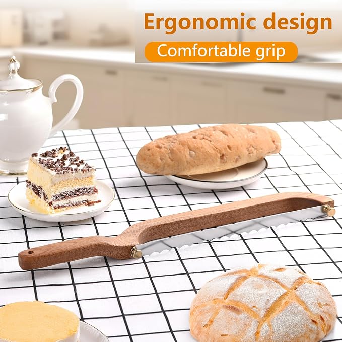 Bread Bow Knife for Sourdough, Bread Saw for Homemade Bread, Sourdough Knife Slicer Cutter for Left-handed Slicing