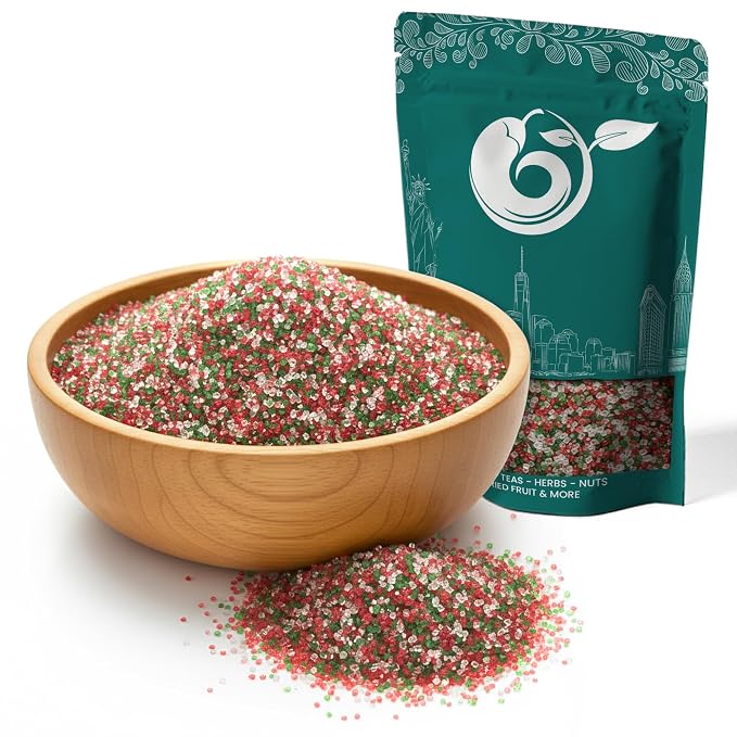 NY Spice Shop Sanding Sugars - 3 Pound Nonpareils Snowflake Red, Green & White Sprinkles - Edible Themed Festive Cooking Decor Sprinkles for Baking Essentials & Dessert Toppings