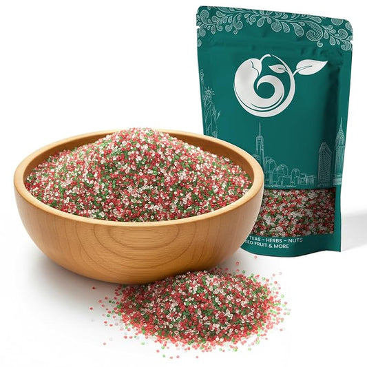 NY Spice Shop Sanding Sugars - 3 Pound Nonpareils Snowflake Red, Green & White Sprinkles - Edible Themed Festive Cooking Decor Sprinkles for Baking Essentials & Dessert Toppings