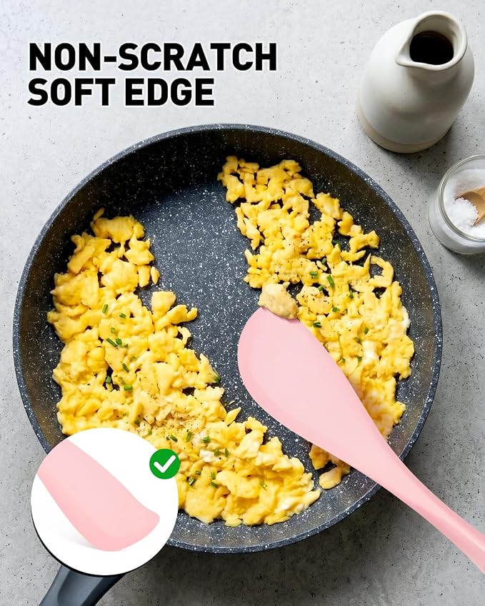 2-Pack Double-Headed Silicone Spatula Spoon, Nonstick Safe, Seamless | Scraping & spreading dual-use. Matte, BPA-free. For cooking, baking, mixing. Gentle on nonstick pans. No buildup.