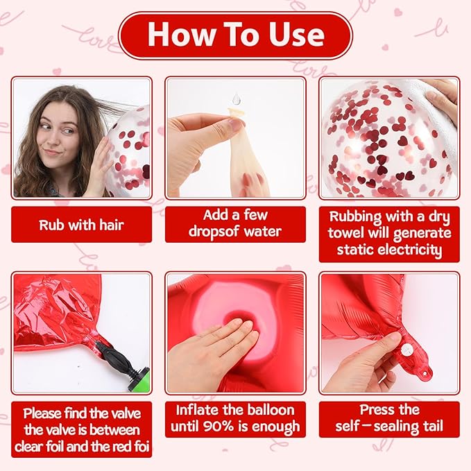 Red Valentines Day Decorations with Red Heart Balloons and Love Balloon, 12 Romantic Candles with 1000 Fake Rose Petals for Special Night, Wedding Anniversary Engagement Romantic Decorations