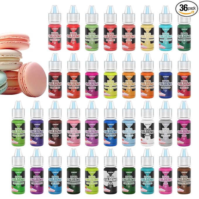 Cakestar Food Coloring Liquid, 36 Vibrant Food Coloring for Slime, Upgraded Food Dye Concentrated Neon Food Coloring Liquids for Cake, Cookies, Baking Decorating, Icing, DIY Crafts, 6ml/bottle