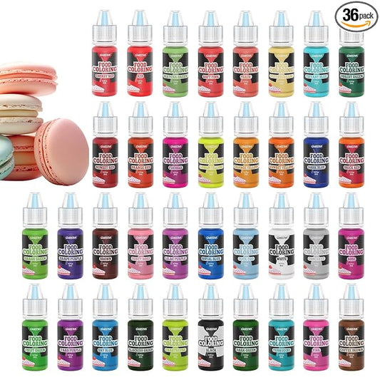 Cakestar Food Coloring Liquid, 36 Vibrant Food Coloring for Slime, Upgraded Food Dye Concentrated Neon Food Coloring Liquids for Cake, Cookies, Baking Decorating, Icing, DIY Crafts, 6ml/bottle