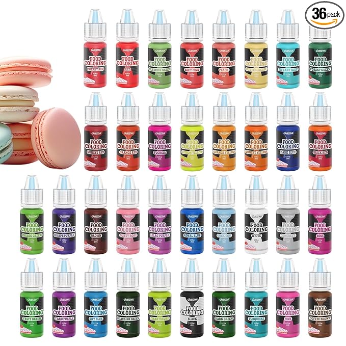 Cakestar Food Coloring Liquid, 36 Vibrant Food Coloring for Slime, Upgraded Food Dye Concentrated Neon Food Coloring Liquids for Cake, Cookies, Baking Decorating, Icing, DIY Crafts, 6ml/bottle