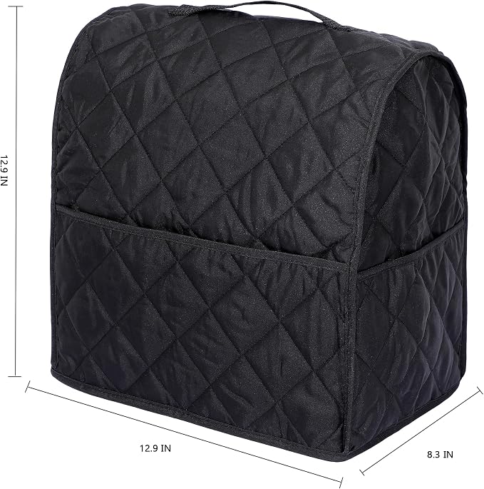 Stand Mixer Cover for KitchenAid 3.5-Qt Artisan Mini/Plus, KSM3311, KSM3316 & All KSM3300 Series Tilt-Head Stand Mixer, 3.5 Quart Dust Cover with Pockets for Accessories. (BLACK)