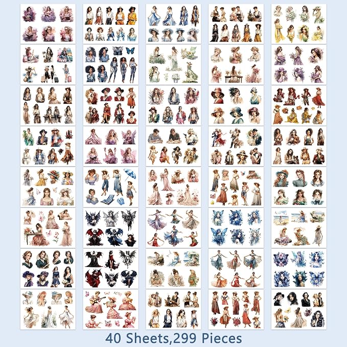 People Stickers Book for Adults - Journaling Supplies Kit for Junk Journal Scrapbooking Planners Collage Art Crafts