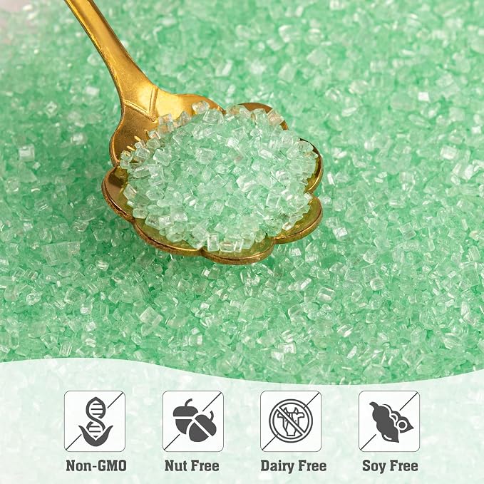 Twisweet Light Green Sprinkles, Edible Sanding Sugar Crystals for Cake Decorating, Extra Fine Candy Sprinkles for Baking, Cupcake Topping Ice Cream Donut Cookies Decoration, Wedding Party Christmas Supplies (150g/5.3oz)