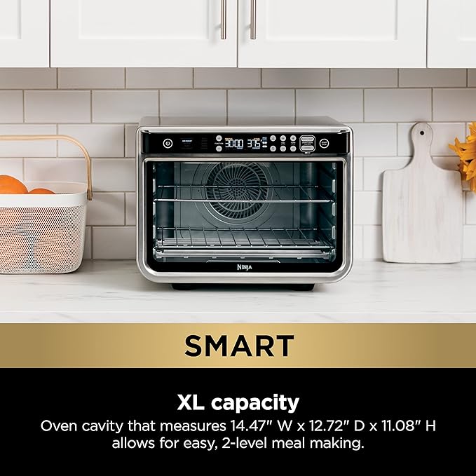 NINJA DT251 Foodi 10-in-1 Smart Air Fry Digital Countertop Convection Toaster Oven with Thermometer XL Capacity and a Stainless Steel Finish (Renewed)