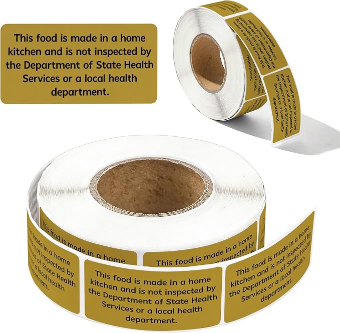 500 Count Cottage Food Law Labels Stickers, 2x1 Inch Made in a Home Kitchen Labels, Cottage Law Labels for Homemade Bakery, Farmers Market Packaging, Home Kitchen (Kraft Brown-500, 2 x 1 Inch)