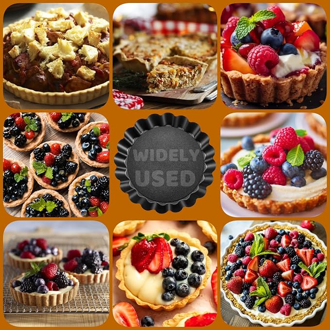 12 Pack Mini Tart Pans, 4.72 Inch Tart Pan with Removable Bottom, Mini Tart Pans for Baking Nonstick Quiche Pan Heavy Duty Fluted Side for Pies Mousse Cakes Dessert