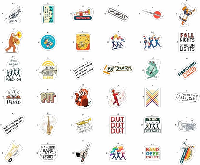 100Pcs Marching Band Stickers - Marching Band Gifts, Party Supplies -Drum Stickers - Gift for Women & Men
