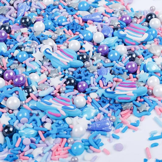 Space Sprinkles for Cake Decorating - Edible Planet, Rocket, Star & Spacecraft Galaxy Sugar Sprinkles for Space Party, Birthday Cakes, Cookies, Cupcakes & Ice Cream (4.6oz/130g)