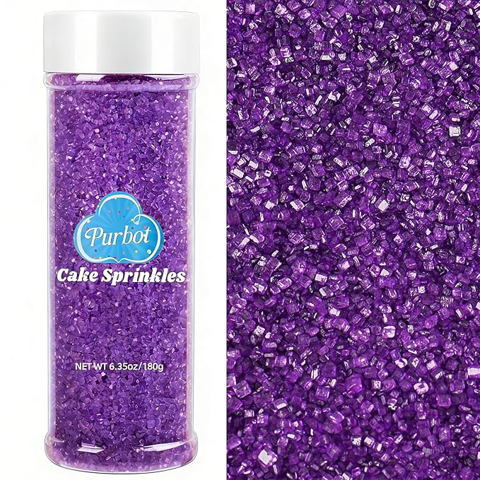 Purple Sprinkles Sanding Sugar for Baking, 6.35oz/180g Edible Sparkling Sugar Crystals, Decorating Sugar Sprinkles for Cakes Cupcakes Cookies Ice Cream