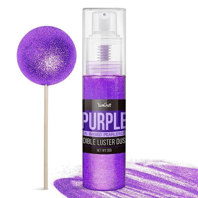 Edible Glitter Spray - 20g Luster Dust Edible Food Grade Glitter for Cake Decorating, Cocktails, Drinks - Shimmer Dust Powder Metallic Food Coloring Powder for Cookie, Candy, Icing (Purple)