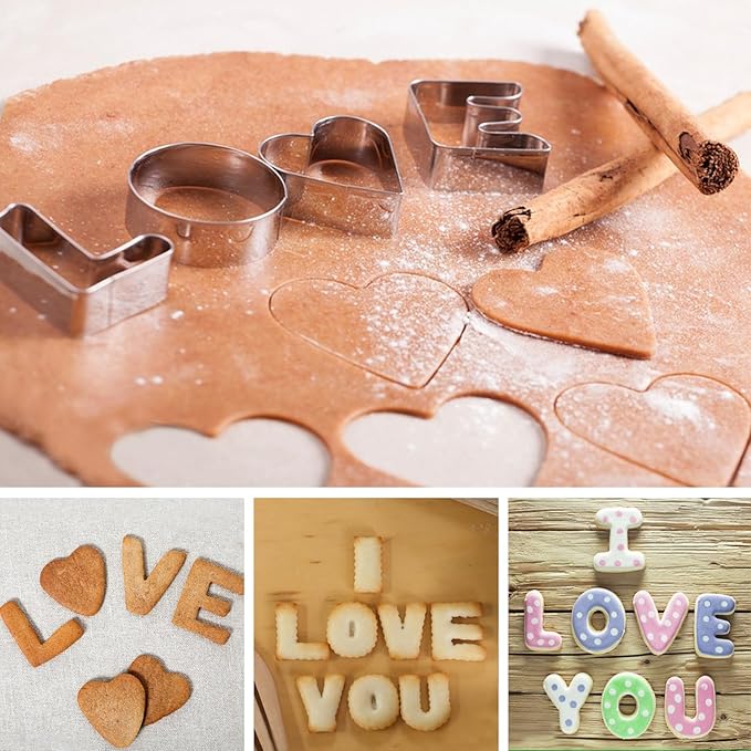 3 Inch Alphabet Letter Cookie Cutter Set 26 Pcs Large DIY Stainless Steel Cookie Cutter Baking Molds Set,for Biscuits,Cookie,Fondant,Dough,Fruit，for Birthday wedding Halloween Christmas family Party