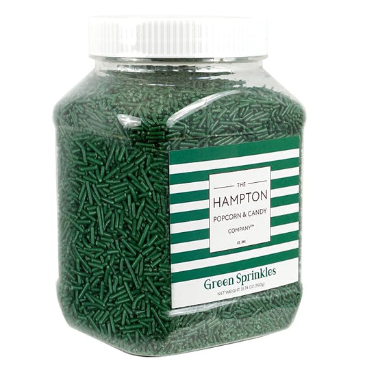Green Sprinkles Jimmies 1.98 Pounds Container, Sprinkles For Cake Decorating, Cake Sprinkles, Sprinkles For Baking, Ice Cream & More, The Hampton Candy Company