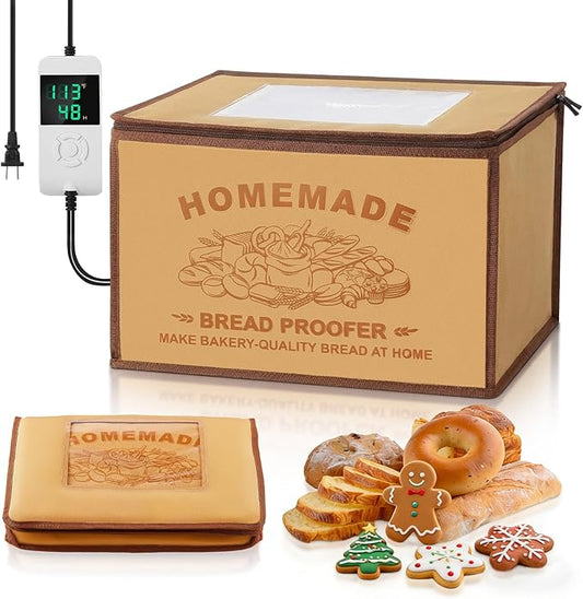 FOHERE Bread Proofing Box, 32-113°F Temp Control & 48H Timer, Folding Dough Proofing Box With NTC Sensor, Sourdough Proofing Box For Sourdough, Pizza, Kombucha, Yogurt, Bread Baking