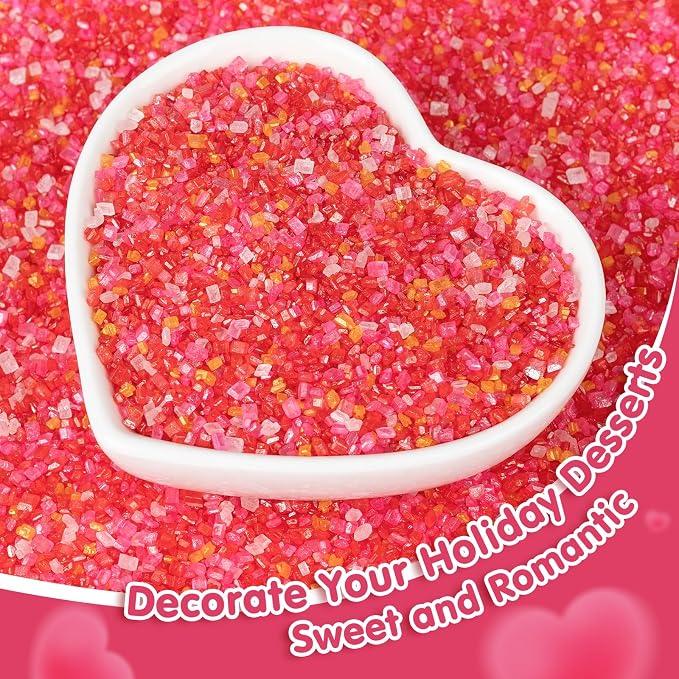 Edible Sanding Sugar Sprinkles,150g/5.3oz,Edible Gold Red Pink and White Sprinkle for Cake Decorating,Colored Crystals Sprinkle Mix for Cookies,Ice Cream,Fondant Cake,Caramel Apples,Cupcakes Decoration Topper,Desserts,Wedding Birthday Party Supplies