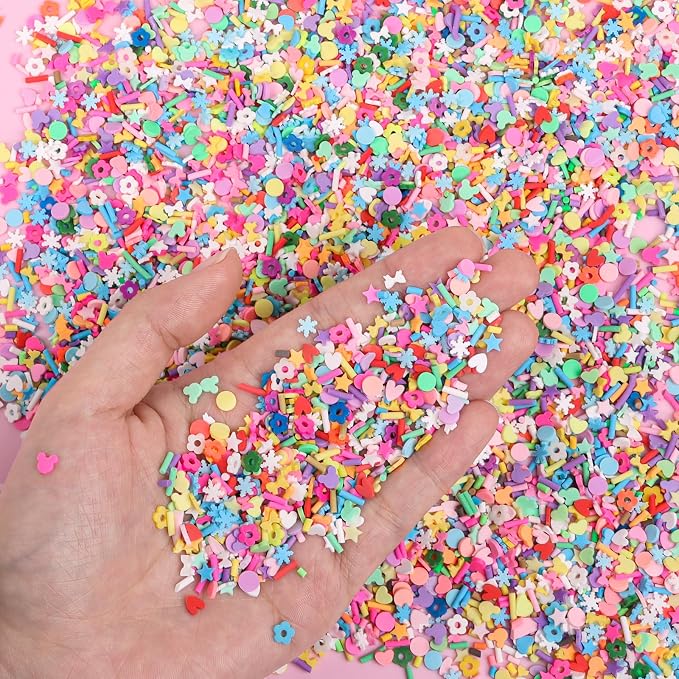 DIYASY 180g Fake Sprinkles, 6.35 oz Mini Faux Sprinkle Polymer Clay Slices Non-Edible for Crafts Art DIY Cake Decoration Plastic Slime Card Filler Nail Supply 12 Styles