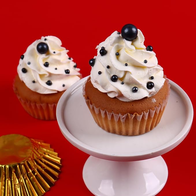 Black Sprinkles for Cake Decorating 3.5 Ounces, Edible Sugar Pearls Mixing Sizes for Cupcake Topper, Cookies, Ice Cream Toppings Cake Decorations for Party Celebrations