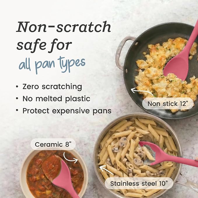 StarPack XL Spoonula The All-Rounder 13.5 Inch - LFGB Silicone Spoon Spatula, 600°F Heat Resistant, BPA-Free - One-Piece Seamless, Dishwasher Safe - for Nonstick Cookware and Deep Pots, Earthy Pink