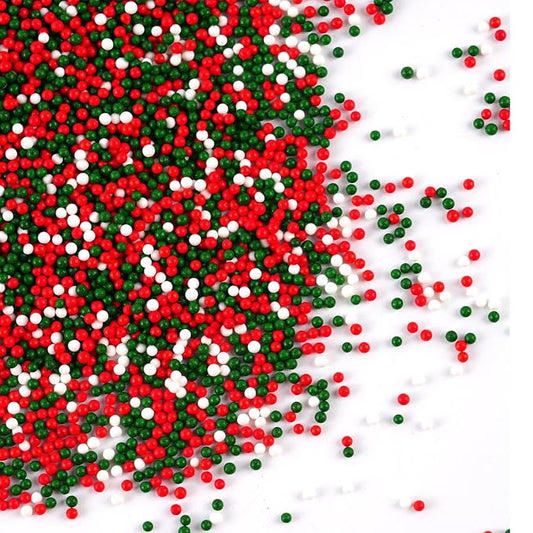 Christmas Nonpareils Sprinkles - 4.6oz - Red, Green & White Confetti for Dessert Decorating - Holiday Baking Toppings for Gingerbread, Cupcakes, Cookies, Cake Pops, Ice Creams